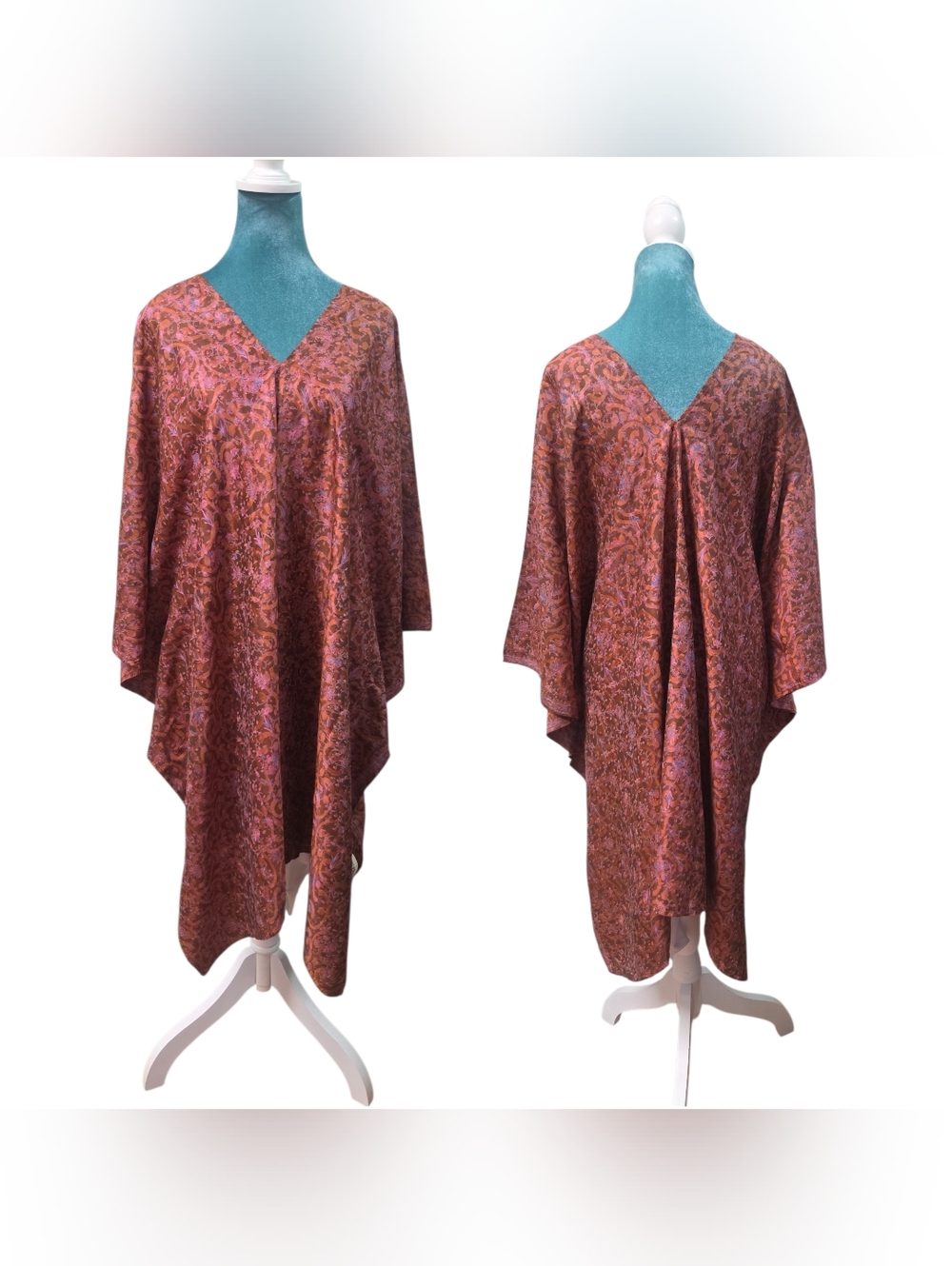 NEW Silk Route Paisley Floral 100% Silk Kimono Pop Over Tunic Top Dress One Size